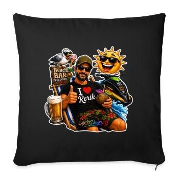 Rerik Baltic Sea Holiday Beach Beach Bar Shirt - Sofa pillowcase 17,3'' x 17,3'' (45 x 45 cm) - black - Front