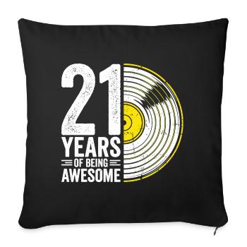 21. Geburtstag Vinyl-Groove - Sofakissenbezug 45 x 45 cm - Schwarz - Vorne