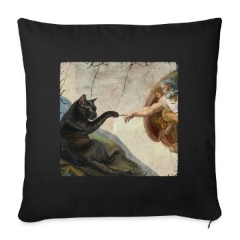 Chat gifle la main de Dieu Mème des chats drôles - Housse de coussin décorative 45 x 45 cm - noir - Devant