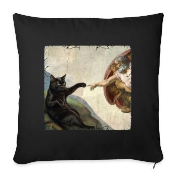 Chat gifle la main de Dieu Mème des chats drôles - Housse de coussin décorative 45 x 45 cm - noir - Devant