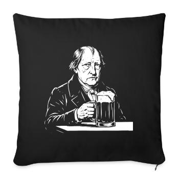 Hegel trinkt Bier - Sofakissenbezug 45 x 45 cm - Schwarz - Vorne
