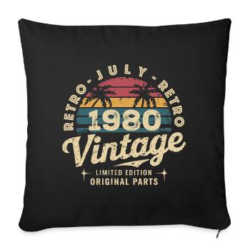 Vintage July 1980 Retro Limited Edition - Sofa pillowcase 17,3'' x 17,3'' (45 x 45 cm) - black - Front