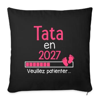 Tata en 2027 cadeau future Tante humour - Housse de coussin décorative 45 x 45 cm - noir - Devant