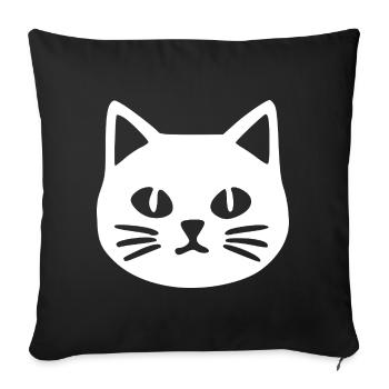 Katzengesicht Katze - Sofakissenbezug 45 x 45 cm - Schwarz - Vorne