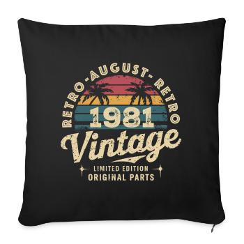 Vintage August 1981 Birthday August 1981 Mountain - Sofa pillowcase 17,3'' x 17,3'' (45 x 45 cm) - black - Front