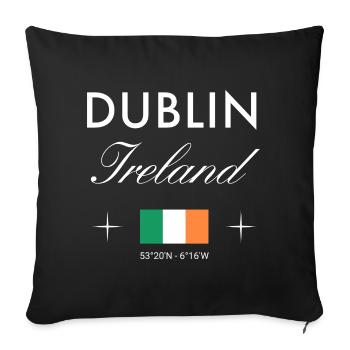 Dublin Irland Koordinaten Reise Souvenir - Sofakissenbezug 45 x 45 cm - Schwarz - Vorne