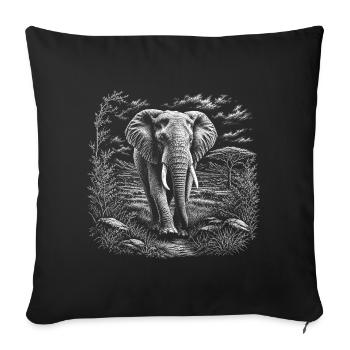 African elephant in quiet savannah - Sofa pillowcase 17,3'' x 17,3'' (45 x 45 cm) - black - Front