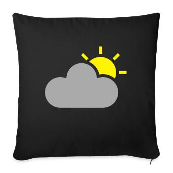 Symbole de temps - soleil et nuage - Housse de coussin décorative 45 x 45 cm - noir - Devant