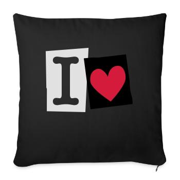 I Love (cutter font) - Sofa pillowcase 17,3'' x 17,3'' (45 x 45 cm) - black - Front