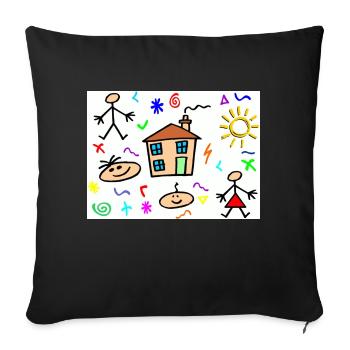 DESSIN ENFANTS - Housse de coussin décorative 45 x 45 cm - noir - Devant