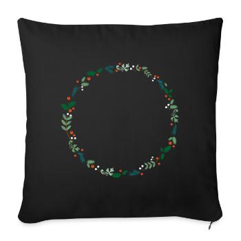 An evergreen wreath - Sofa pillowcase 17,3'' x 17,3'' (45 x 45 cm) - black - Front