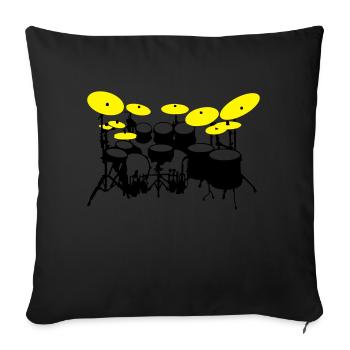 grand kit de batterie - Housse de coussin décorative 45 x 45 cm - noir - Devant