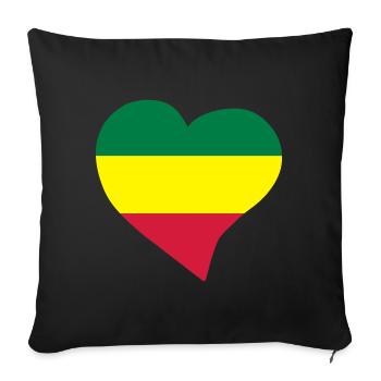 Coeur rasta - Housse de coussin décorative 45 x 45 cm - noir - Devant