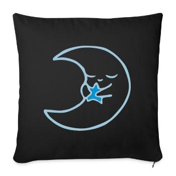 Moon with star - Sofa pillowcase 17,3'' x 17,3'' (45 x 45 cm) - black - Front