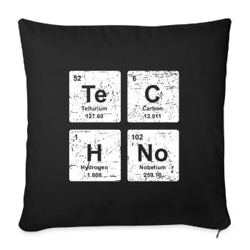 Techno - shirt chimie drôle - éléments vintage - Housse de coussin décorative 45 x 45 cm - noir - Devant
