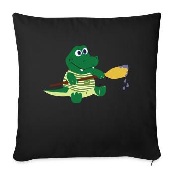 Crocodile with paddle - Sofa pillowcase 17,3'' x 17,3'' (45 x 45 cm) - black - Front