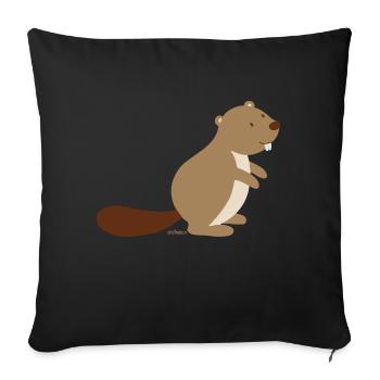 Biber - Sofakissenbezug 45 x 45 cm - Schwarz - Vorne