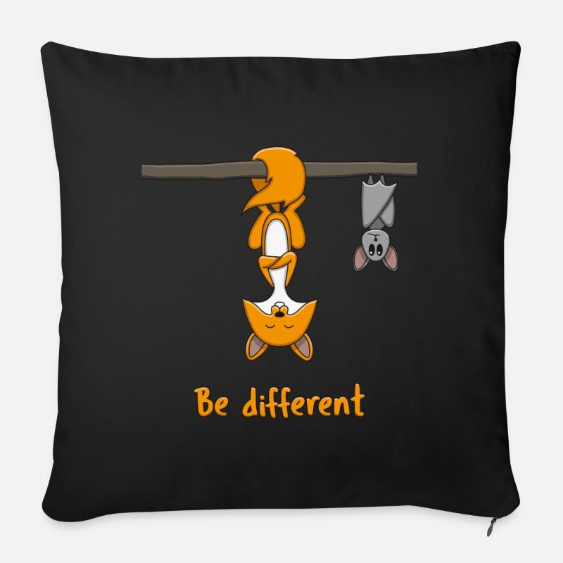Fuchs Fledermäuse Be Different Tierliebhaber - Sofakissenbezug 45 x 45 cm - Schwarz