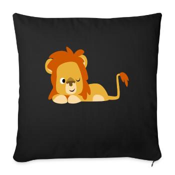 Cute Half-Asleep Cartoon Lion by Cheerful Madness! - Sofa pillowcase 17,3'' x 17,3'' (45 x 45 cm) - black - Front