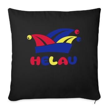Fasching Narrenkappe Helau 1, 2 oder 3 Farben - Sofakissenbezug 45 x 45 cm - Schwarz - Vorne
