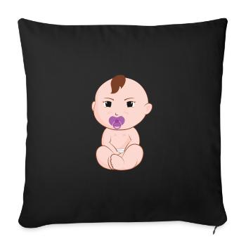 Bébé avec une tétine. Cadeau. - Housse de coussin décorative 45 x 45 cm - noir - Devant