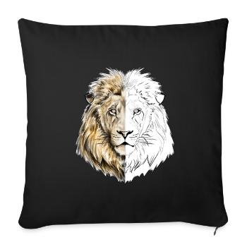 A lion drawn in gold and white - Sofa pillowcase 17,3'' x 17,3'' (45 x 45 cm) - black - Front