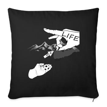 Football main en direct croire football dieu cadeau - Housse de coussin décorative 45 x 45 cm - noir - Devant
