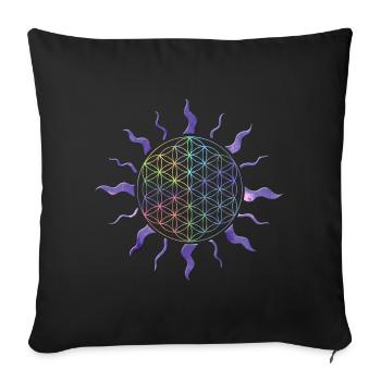 Flower of Life Sun Mandala Rainbow - Sofa pillowcase 17,3'' x 17,3'' (45 x 45 cm) - black - Front
