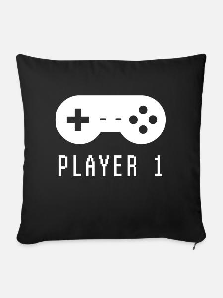 Gamer Player 1 - Sofakissenbezug 45 x 45 cm - Schwarz