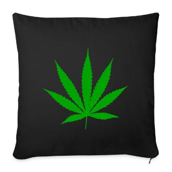Cannabis-Blattpflanze - Sofakissenbezug 45 x 45 cm - Schwarz - Vorne