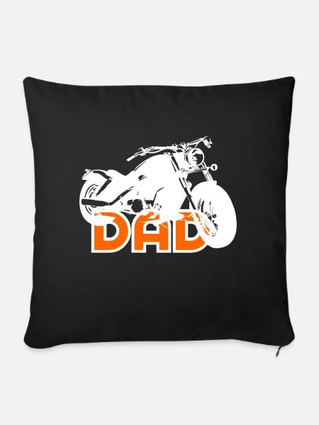Biker DAD White/Orange Motorcycle - Sofakissenbezug 45 x 45 cm - Schwarz