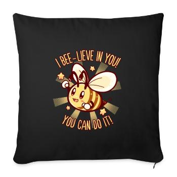 BEElieve in Yourself - I Bee-lieve in You - Sofa pillowcase 17,3'' x 17,3'' (45 x 45 cm) - black - Front