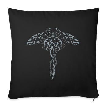 Rayon de tatouage Maori gris sagesse - Housse de coussin décorative 45 x 45 cm - noir - Devant