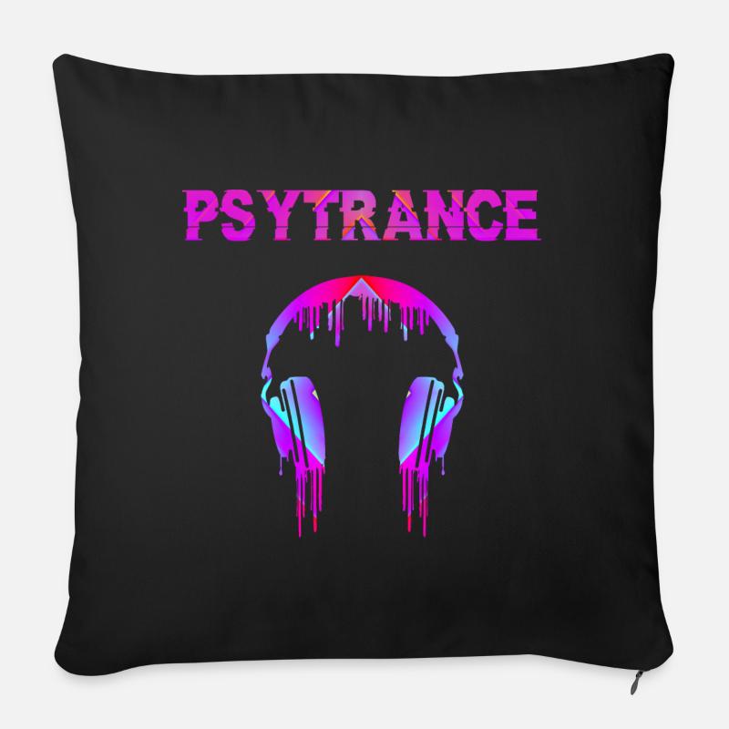 Psytrance Goa Trance - Housse de coussin décorative 45 x 45 cm - noir