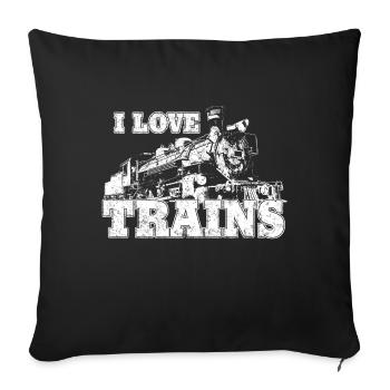 i love trains - Sofa pillowcase 17,3'' x 17,3'' (45 x 45 cm) - black - Front