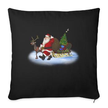 Le Père Noël arrive - Housse de coussin décorative 45 x 45 cm - noir - Devant