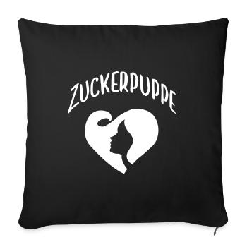 Zuckerpuppe Puppe Süßes Mädchen Girly - Sofakissenbezug 45 x 45 cm - Schwarz - Vorne