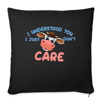Je t'ai compris, je m'en fiche, drôle de vache - Housse de coussin décorative 45 x 45 cm - noir - Devant