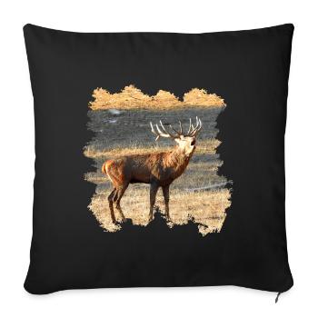 Un cerf rugissant en fin d'automne - Housse de coussin décorative 45 x 45 cm - noir - Devant