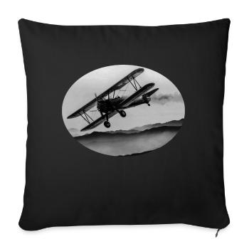 airplane - Sofa pillowcase 17,3'' x 17,3'' (45 x 45 cm) - black - Front