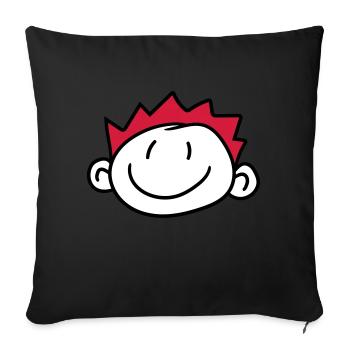 visage tête enfant peint gribouillage bande dessin animé june - Housse de coussin décorative 45 x 45 cm - noir - Devant