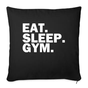 Mangez le sommeil Gym blanc - Housse de coussin décorative 45 x 45 cm - noir - Devant