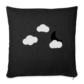 Mond, Sterne und Wolken - Sofakissenbezug 45 x 45 cm - Schwarz - Vorne