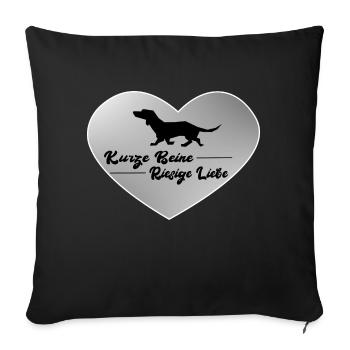 Dackel Hund Design Kurze Beine Riesige Liebe - Sofakissenbezug 45 x 45 cm - Schwarz - Vorne