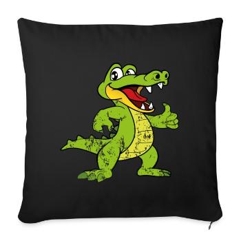 Retro Vintage Grunge Style Krokodil Alligator - Sofakissenbezug 45 x 45 cm - Schwarz - Vorne