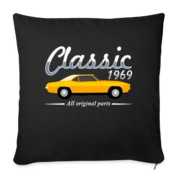 classic 1969 all original parts car lovers 50th - Sofa pillowcase 17,3'' x 17,3'' (45 x 45 cm) - black - Front