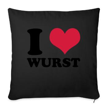 I Love Wurst - Sofakissenbezug 45 x 45 cm - Schwarz - Vorne