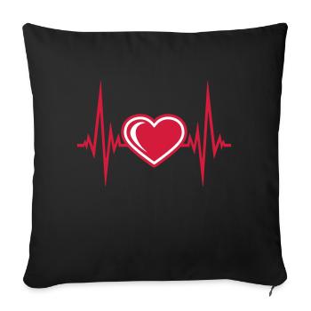 herzschlag puls herz frequenz symbol liebe verlieb - Sofakissenbezug 45 x 45 cm - Schwarz - Vorne