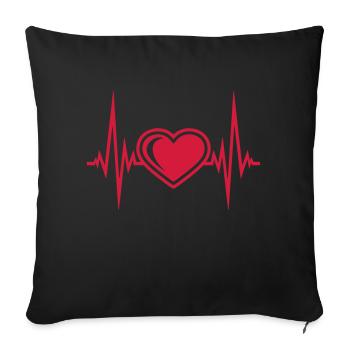 herz herzschlag puls frequenz symbol liebe verlieb - Sofakissenbezug 45 x 45 cm - Schwarz - Vorne