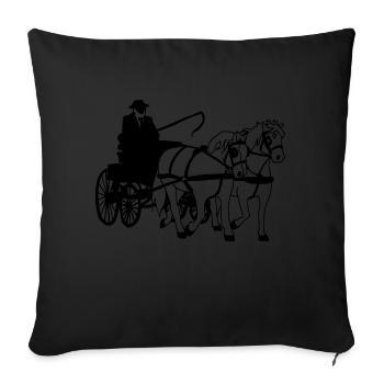 Carriage color customizable two-horse gift horse - Sofa pillowcase 17,3'' x 17,3'' (45 x 45 cm) - black - Front